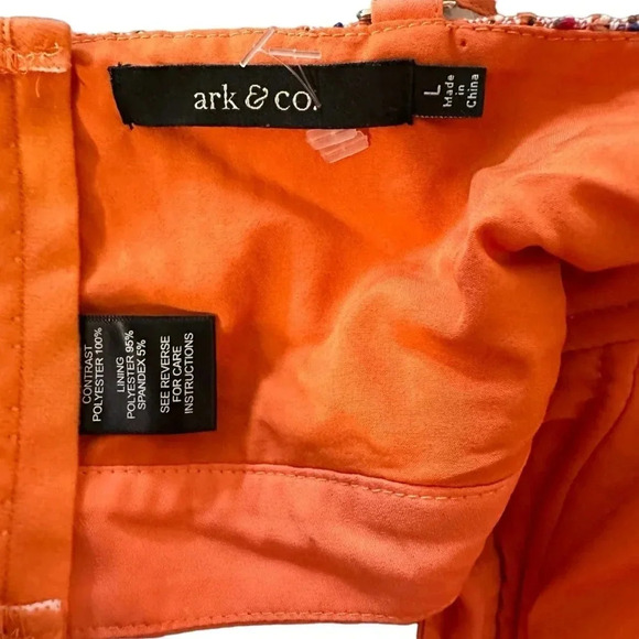Ark & Co tweed crop top, bra top orange and white, pit to pit 17" - Picture 3 of 3